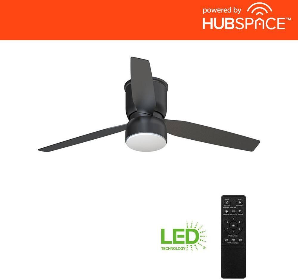 Home Decorators Collection Ossa 52 in. Integrated LED Indoor Matte Black Smart Ceiling Fan with Remote Control and CCT Powered by Hubspace