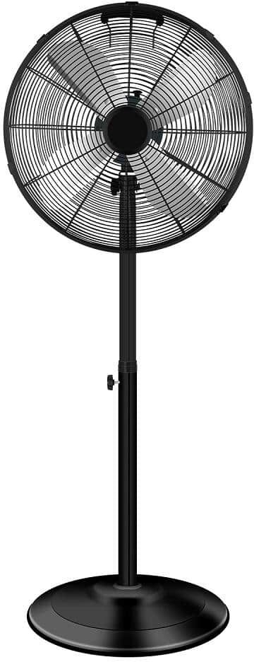 Amucolo 16 in. 3-Speed High Velocity Floor Fan Stand Fan in Black with Adjustable Heights and 75°Oscillating