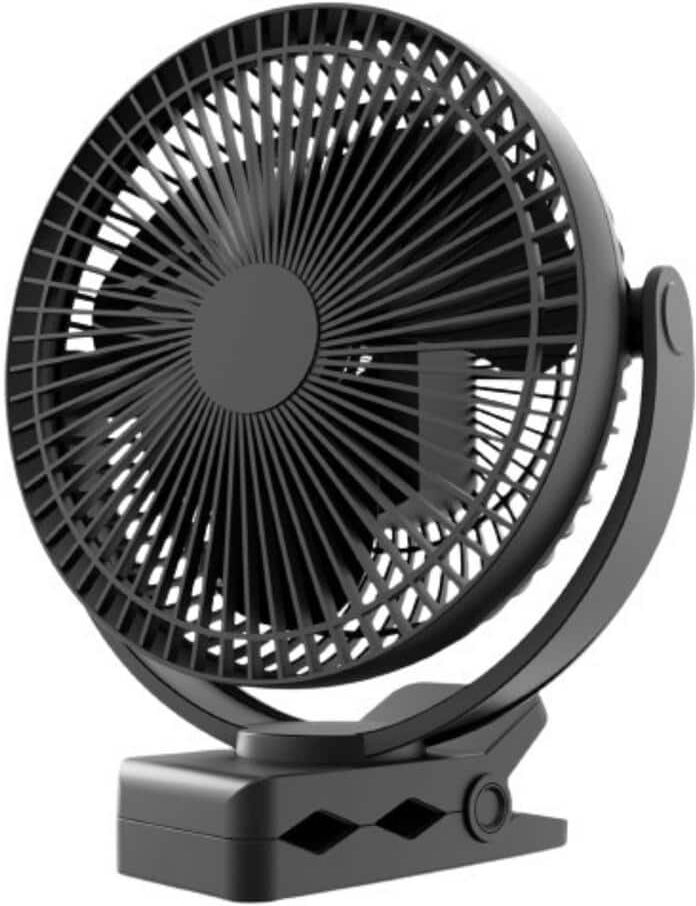 Aoibox Rechargeable Portable Fan, 8-Inch Battery Operated Clip on Fan, USB Fan, 4 Speeds, Strong Airflow, Sturdy Clamp