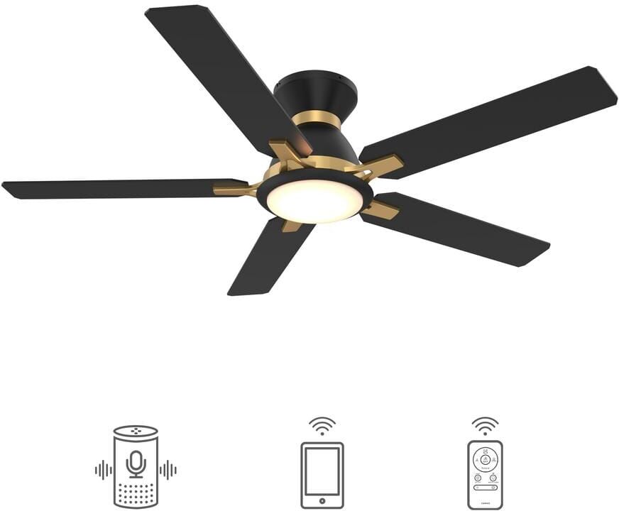 CARRO Essex 52 in. Integrated LED Indoor/Outdoor Black Smart Ceiling Fan with Light and Remote, Works w/Alexa/Google Home