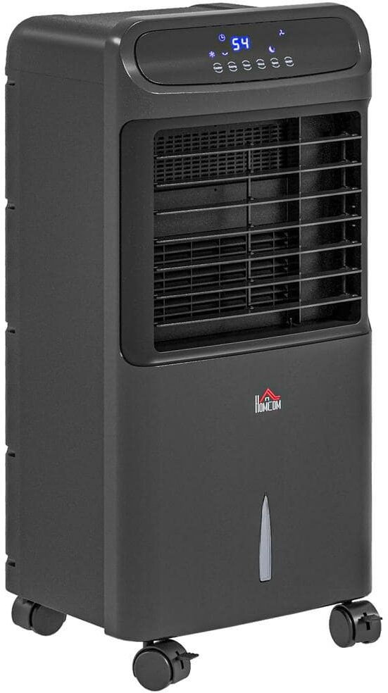 HOMCOM Black 32 in. Mobile Evaporative Air Conditioner 3-in-1 Ice Cooling Fan Water and Humidifier Remote 3.2 Gal. Water Tank