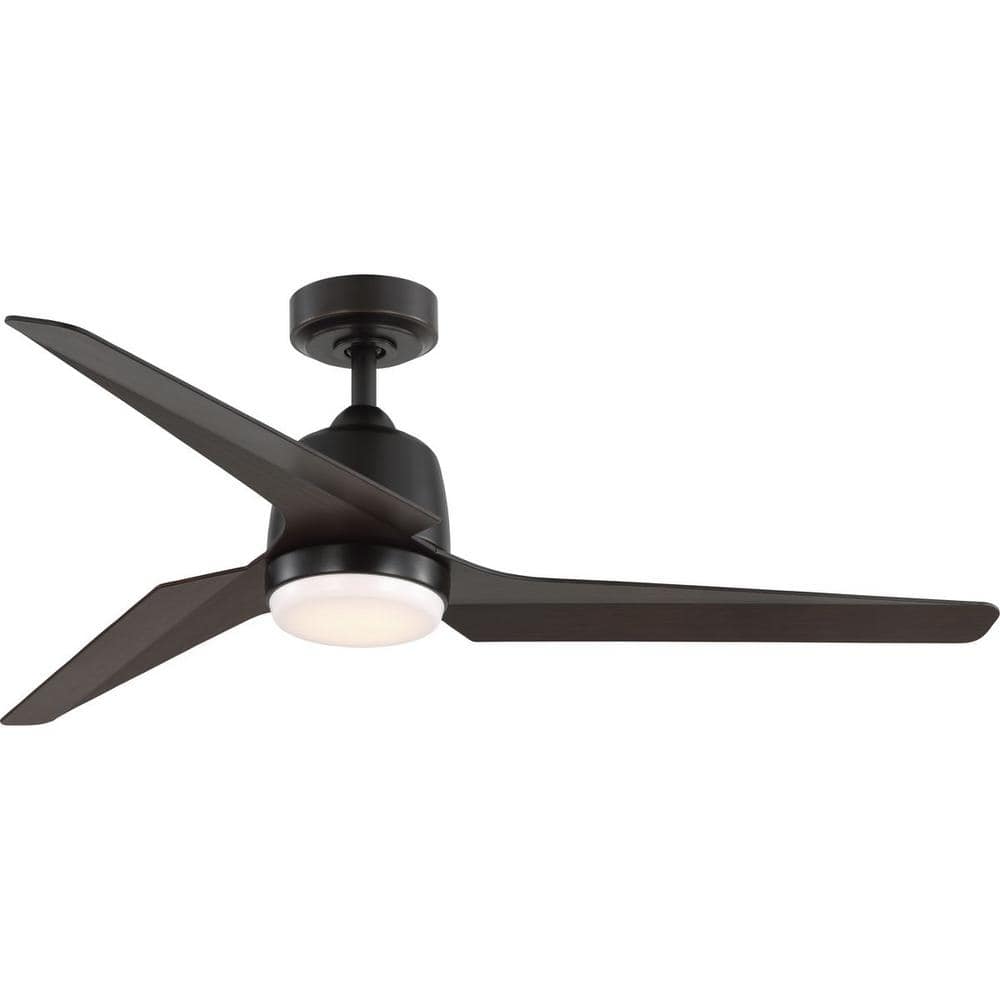 Progress Lighting Upshur 52 in. Indoor/Outdoor Integrated LED Antique Bronze Transitional Ceiling Fan with Remote for Living Room