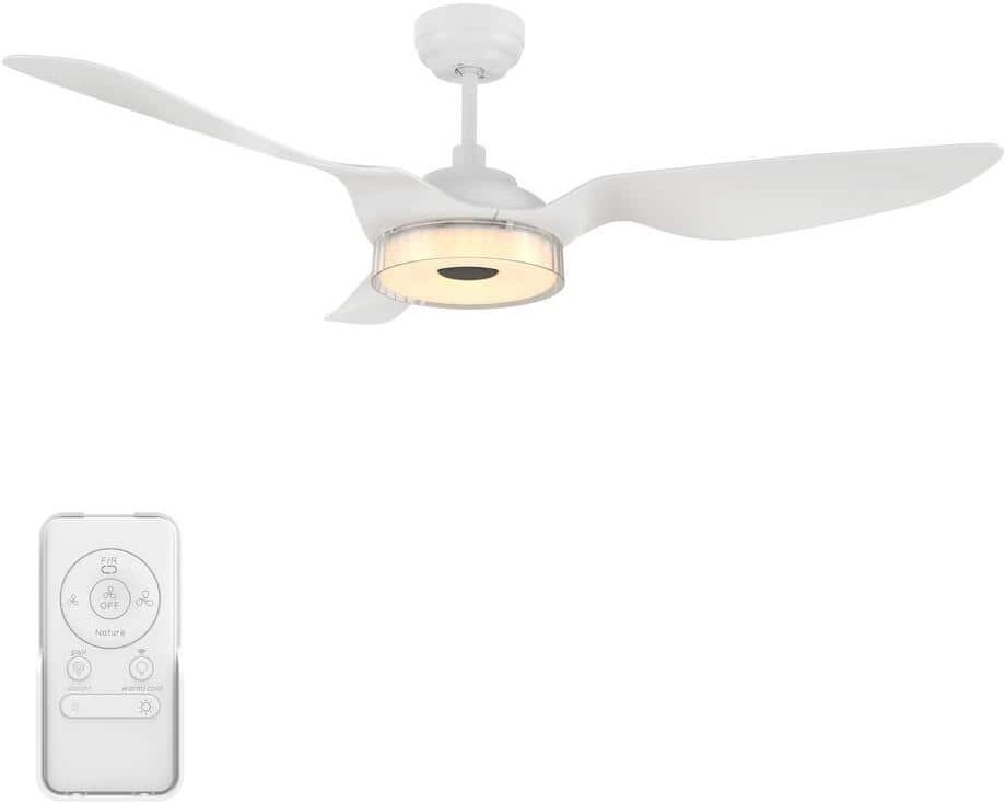 CARRO Finley II 56 in. Dimmable LED Indoor White Smart Ceiling Fan with Light and Remote, Works with Alexa and Google Home