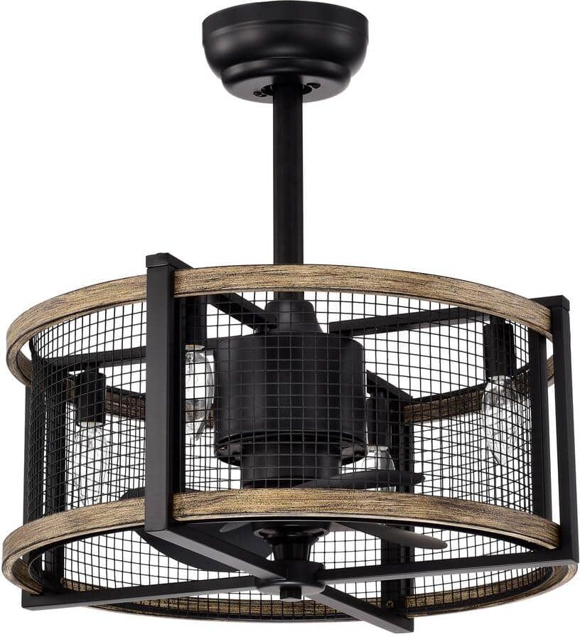 Warehouse of Tiffany Blane 20 in. 4-Lights Indoor Matte Black Ceiling Fan with Light Kit