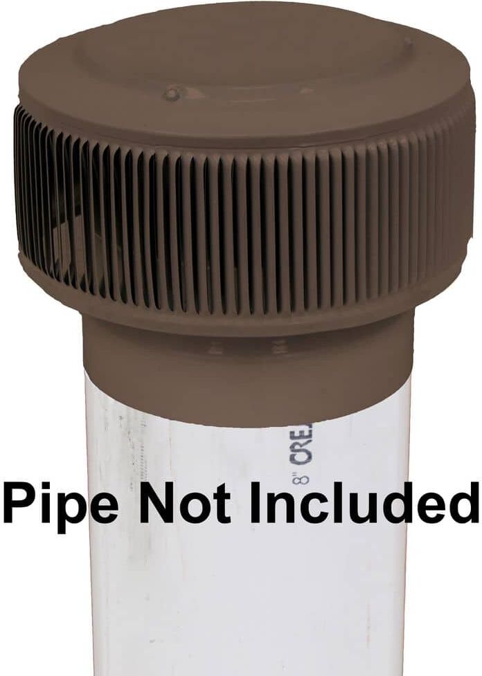 Active Ventilation Aura PVC Vent Cap 8 in. Dia Brown Aluminum Exhaust Static Roof Vent with Adapter for Sch. 40 or Sch. 80 PVC Pipe