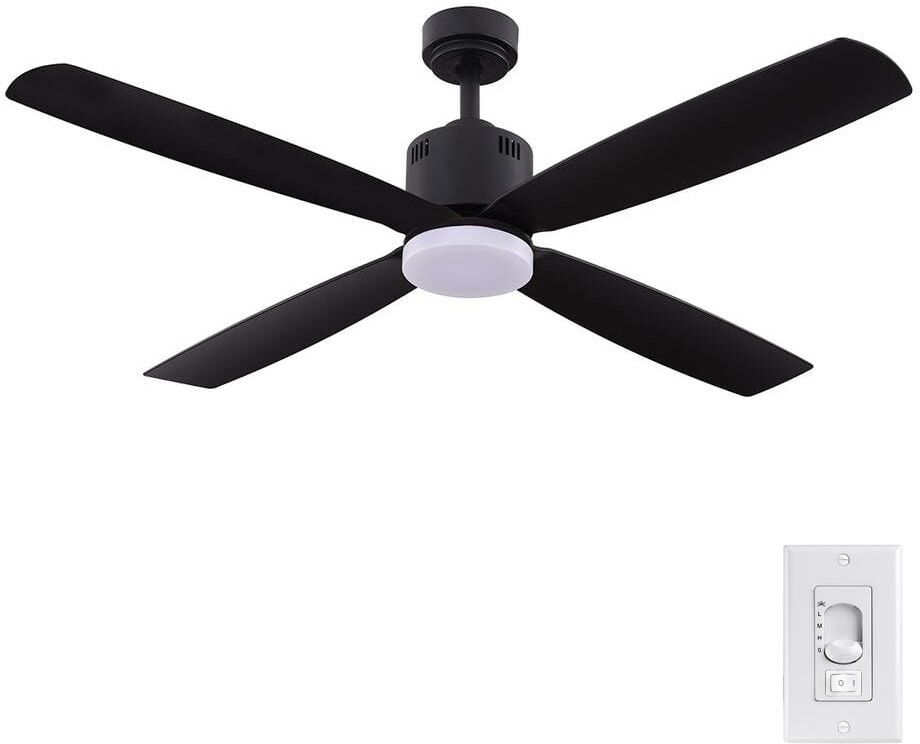 Home Decorators Collection Kitteridge 52 in. LED Indoor Matte Black Ceiling Fan with Light Kit