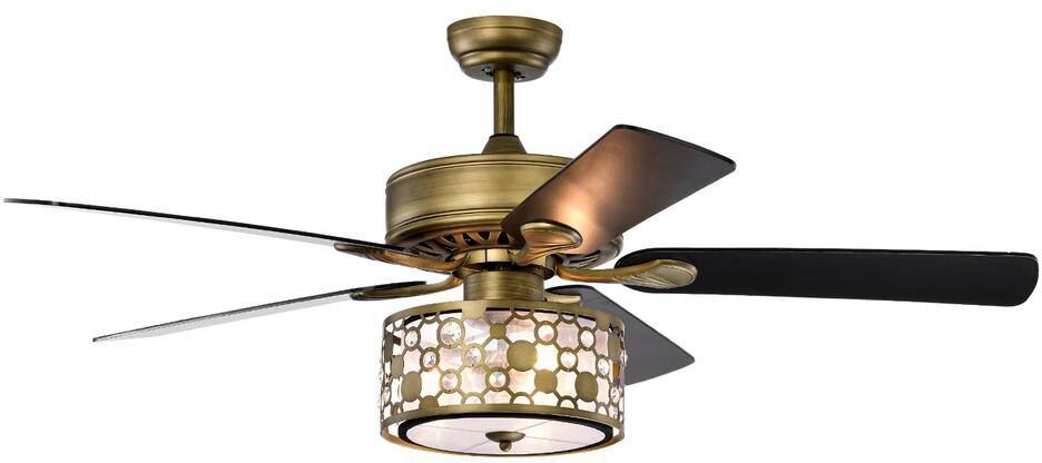 Sunpez 52 in. Indoor Antique Brass Modern Ceiling Fan with Remote Control, 5 Reversible Blades and AC Motor, no Bulb