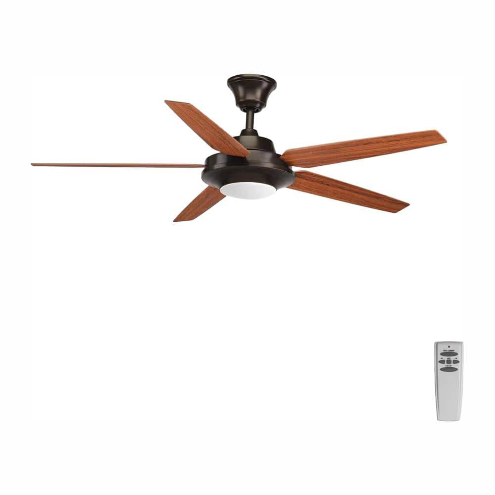 Progress Lighting Signature Plus II Collection 54 in. LED Indoor Antique Bronze Rustic Ceiling Fan with Light Kit and Remote