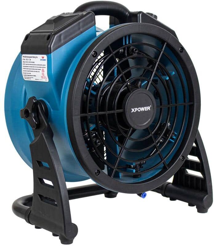 XPOWER FM-65B Portable Battery Operated Rechargeable Cordless Variable Speed Outdoor Cooling Misting Fan and Air Circulator