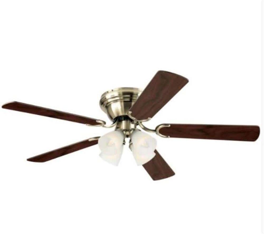 CIATA Contempora IV Antique Brass 52 in. Indoor Ceiling Fan with Reversible Oak/Walnut Blades