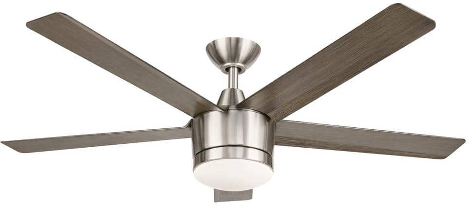 Home Decorators Collection Merwry 52 in. Integrated LED Indoor Brushed Nickel Ceiling Fan with Light Kit and Remote Control