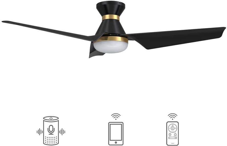 CARRO Jett 52 in. Dimmable LED Indoor Black Smart Ceiling Fan with Light and Remote, Works with Alexa and Google Home