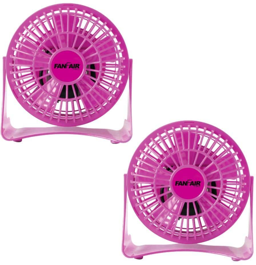 FANFAIR 2 PACK 4 in. Desk Personal Fan in Pink