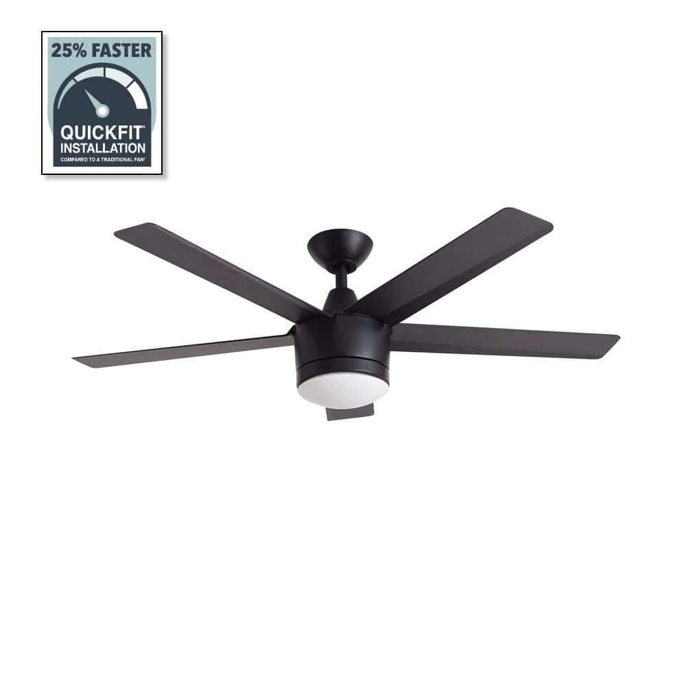 Home Decorators Collection Merwry 48 in. Integrated LED Indoor Matte Black Ceiling Fan with Light Kit and Remote Control