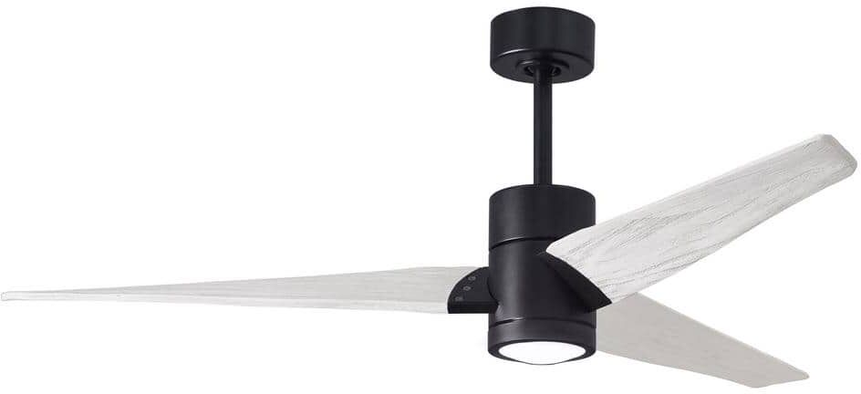 Matthews Fan Company Super Janet 60 in. LED Matte Black Ceiling Fan with Light Kit and Matte White Blades