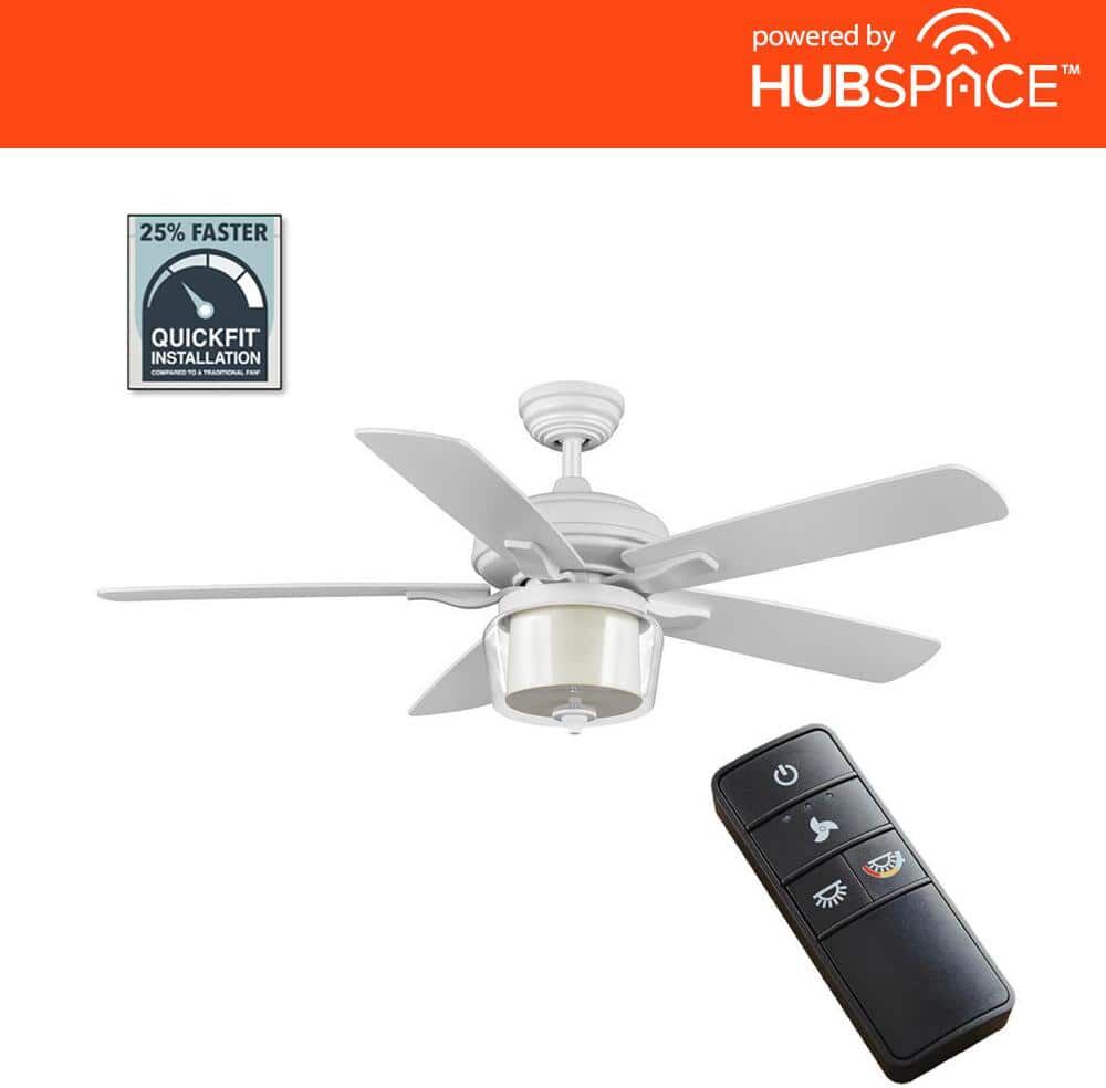 Home Decorators Collection 52 in. Arbeth Integrated LED Indoor Matte White Ceiling Fan with Remote and Light Kit