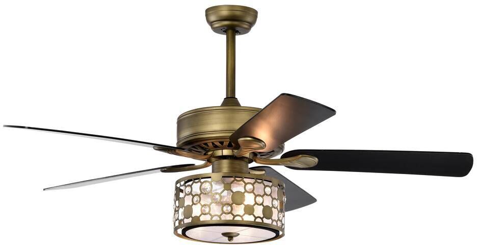 MODERN HABITAT Blade Span 52 in. Antique Bronze Indoor Crystal Ceiling Fan with No Bulbs Included with Remote Control