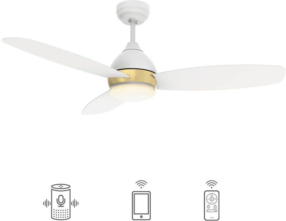 CARRO Bretton 48 in. Integrated LED Indoor/Outdoor White Smart Ceiling Fan with Light and Remote, Works with Alexa/Google Home