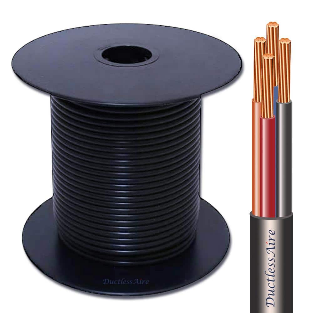 DuctlessAire 14/4 in. x 50 ft. Wire for Ductless Mini Split Air Conditioner Heat Pump Systems Universal, Black