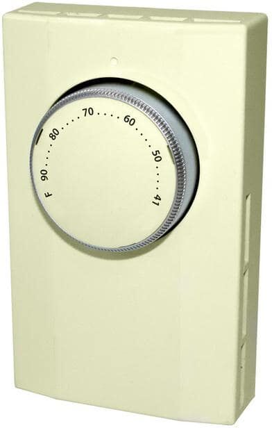 King Electric Line Voltage Single Pole Mechanical Bi-Metal Thermostat in Almond