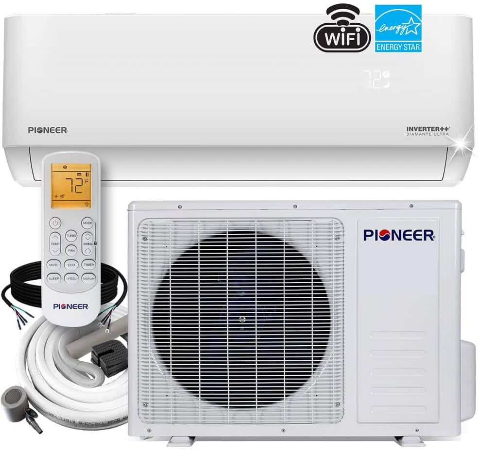 Pioneer Low-Ambient 12,000 BTU 1-Ton 23 SEER Wi-Fi Ductless Mini Split Inverter and Air Conditioner with Heat Pump 208/230-Volt