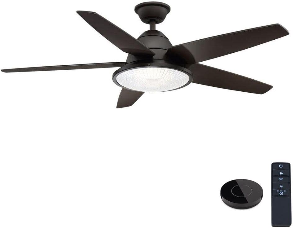 Home Decorators Collection Berwick 52 in. LED Espresso Bronze Ceiling Fan with Light and Remote Control works with Google and Alexa