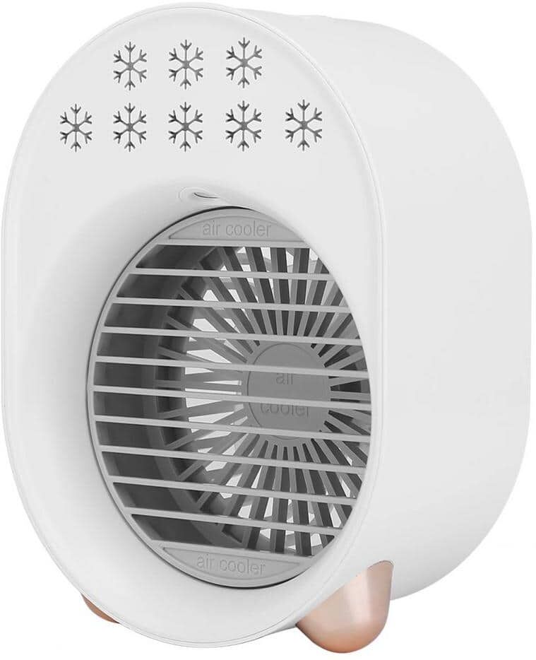 Aoibox 5.35 in. 3 Fan Speeds Personal Fan 4-in-1 Portable Mini Desktop Air Conditioner Fan Water Mist Cooling Fan, White Finish