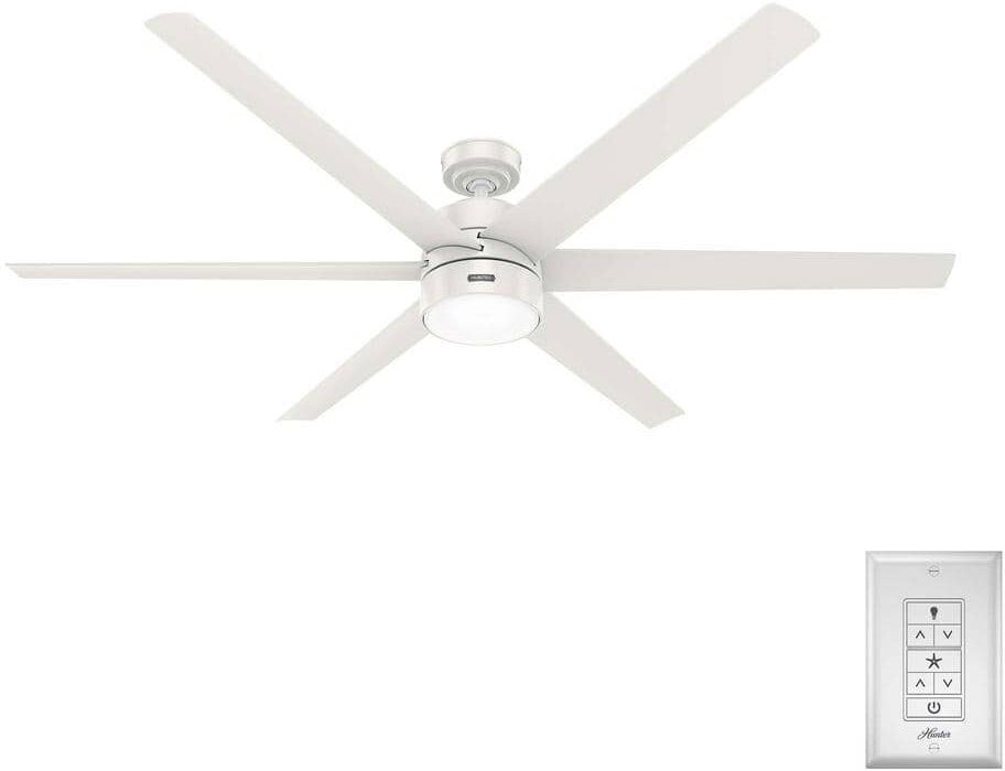 Hunter Solaria 72 in. Integrated LED Outdoor Fresh White Ceiling Fan with Light Kit and Wall Control