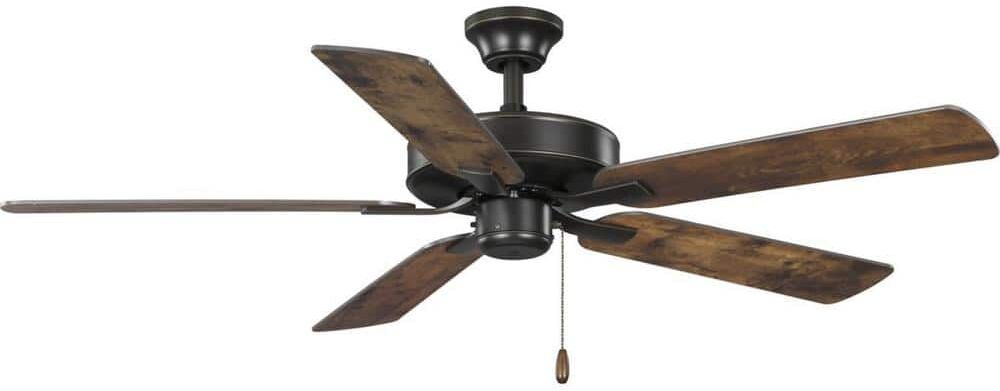 Progress Lighting AirPro 52 in. Antique Bronze 5-Blade Indoor AC Motor Transitional Ceiling Fan