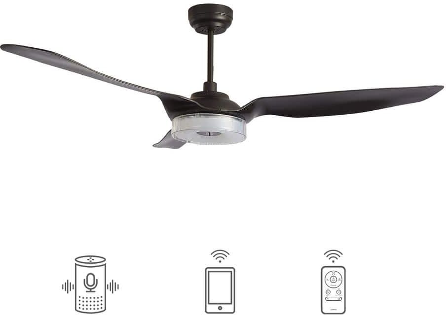 CARRO Finley 60 in. Dimmable LED Indoor Black Smart Ceiling Fan with Light and Remote, Works with Alexa and Google Home