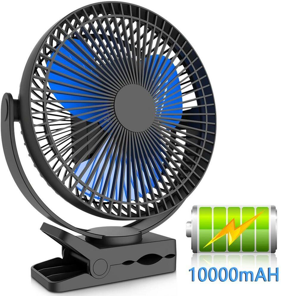 Aoibox 8 in. 4 fan speeds Desk Fan in Blue with Strong Airflow Sturdy Clamp for Office Desk Golf Car Outdoor Travel Camping