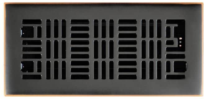 Hampton Bay Art Nouveau 4 in. x 10 in. Steel Floor Register in Oil Rubbed Bronze