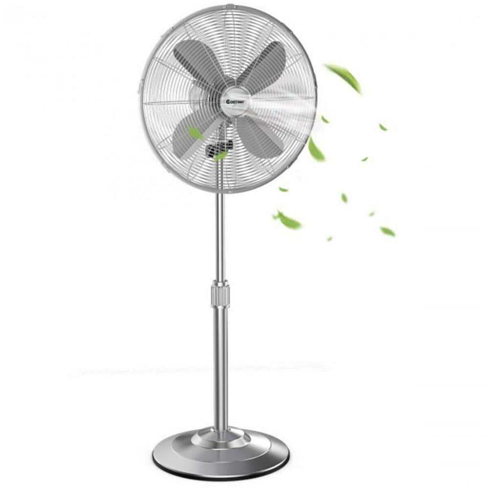 Aoibox Adjustable-Height 16 in. Black Oscillating Energy Save Pedestal Stand Fan All Metal Floor Fan for Indoor, Office & Dorm