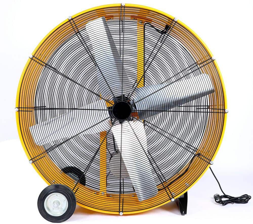 dubbin 42 in. 115-Volt 60Hz, 430 Watt, 3-Speed Heavy Duty Metal Industrial Drum Fan in Yellow