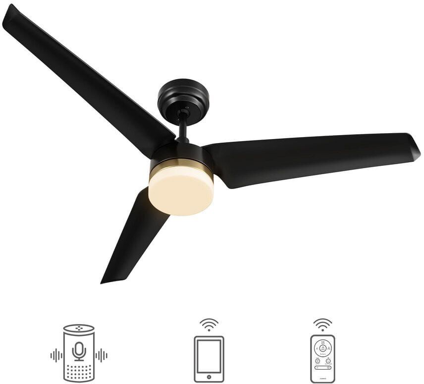 CARRO Attis 52 in. Integrated LED Indoor Black Smart Ceiling Fan with Light and Remote, Works with Alexa and Google Home