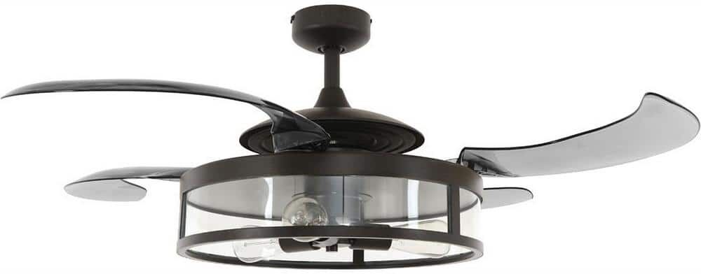 Fanaway Classic Antique Black and Smoke Retractable 4-Blade 48 in. 3-Light AC Ceiling Fan