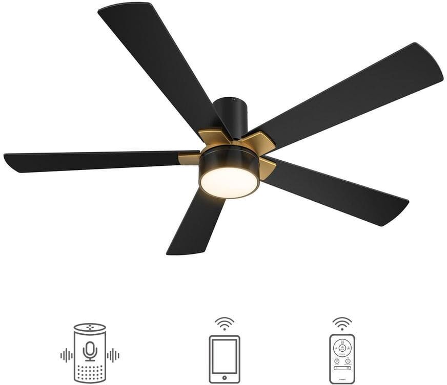 CARRO Granby 52 in. Integrated LED Indoor/Outdoor Black DC Motor Smart Ceiling Fan w/Light/Remote, Works w/Alexa/Google Home