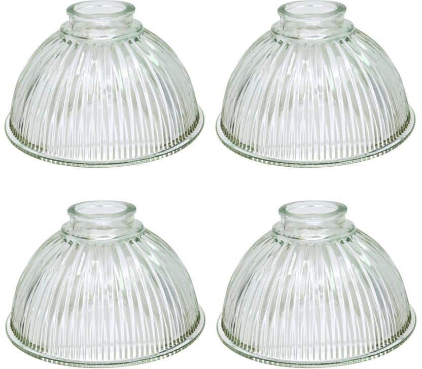 Creative Labs 3.625 in. Clear Ribbed Bowl Shaped Ceiling Fan Replacement Chandelier Glass Shade 2.50 in. Fitter (4-Pack)