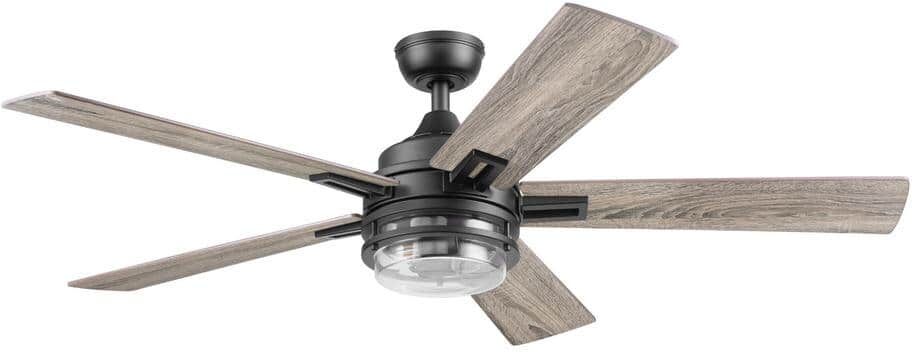 Honeywell Myers Park 52 in. LED Indoor Matte Black Ceiling Fan with Remote Control, Dual Finish Blades and Dual Mounting Options