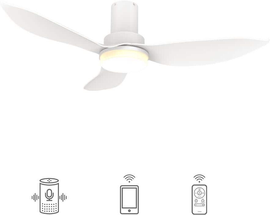 CARRO Daisy 36 in. Dimmable LED Indoor White Smart Ceiling Fan with Light and Remote, Works with Alexa and Google Home