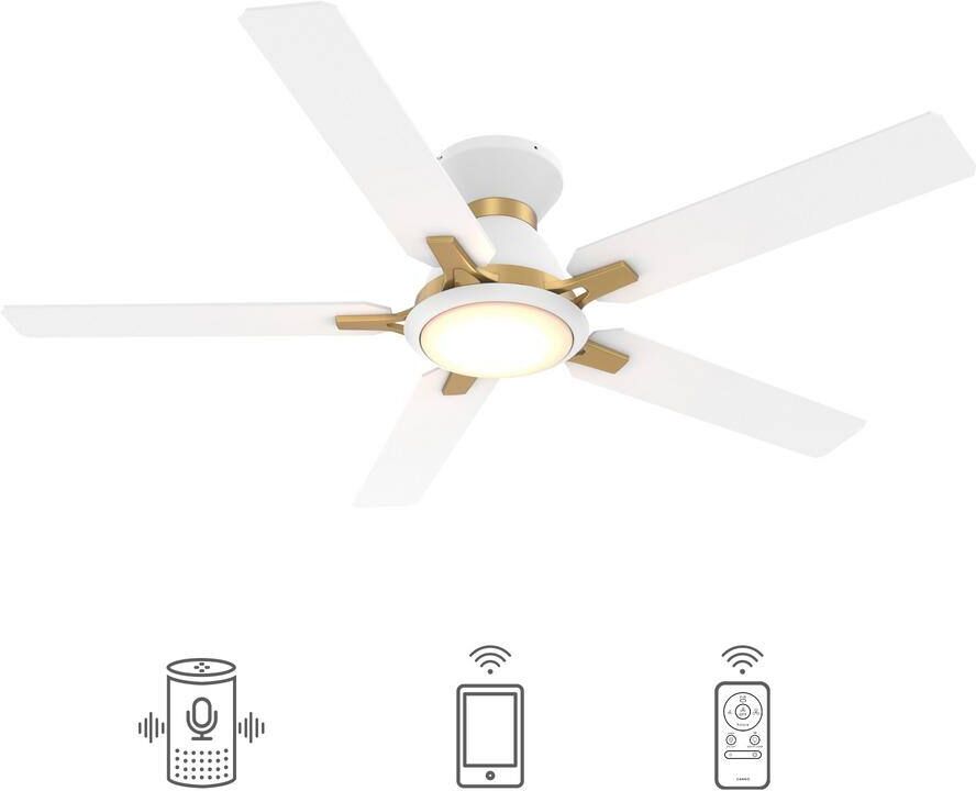 CARRO Essex 52 in. Integrated LED Indoor/Outdoor White Smart Ceiling Fan with Light and Remote, Works w/Alexa/Google Home