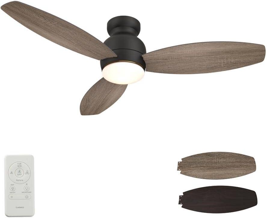 CARRO Honeybee 52 in. Dimmable LED Indoor/Outdoor Black Smart Ceiling Fan with Light and Remote, Works with Alexa/Google Home