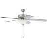 CRAFTMADE Decorator's Choice 52 in. Indoor Tri-Mount 3-Speed Motor Brushed Polished Nickel Finish Ceiling Fan with Bowl Light Kit