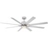 Modern Forms Renegade 66 in. Integrated LED Indoor/Outdoor 8-Blade Smart Brushed Nickel Titanium Ceiling Fan with Remote 3000k