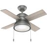 Hunter Loki 36 in. Indoor Matte Silver Ceiling Fan with Light Kit