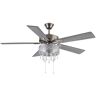 River of Goods Modern Crystal Chandelier 52 in. LED Silver Ceiling Fan With Light