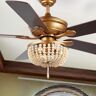 JONATHAN Y Erin 52 in. 3-Light Antique Gold/Light Brown Rustic Farmhouse Iron/Wood Bead MobileApp/Remote-Controlled LED Ceiling Fan