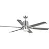Progress Lighting Arlo 60 in. Indoor/Outdoor Integrated LED Brushed Nickel Urban Industrial Ceiling Fan with Remote for Living Room
