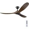 Generation Lighting Maverick 60 in. Modern Indoor/Outdoor Matte Black Ceiling Fan with Dark Walnut Balsa Blades, DC Motor and Remote Control