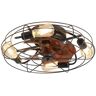 Sunpez 4-Light 19.7 in. W Indoor Light Caged Ceiling Fan Light, 6 Speed, Remote, Quiet DC Motor, Included 5 Bulbs, E26, Black